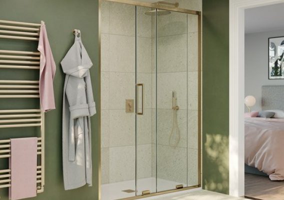 1700 Brushed Brass Sliding Door