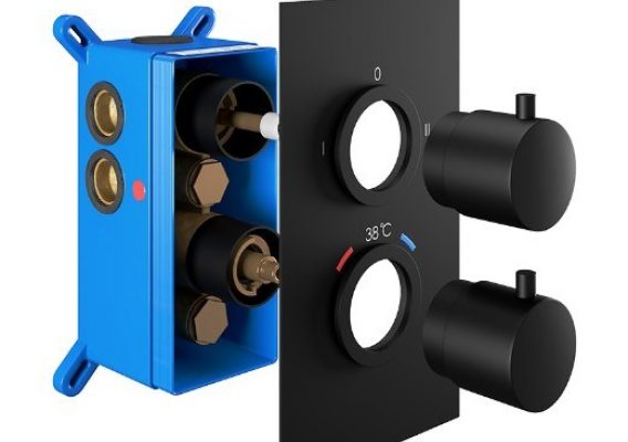 Matt Black 2 Outlet Shower Valve