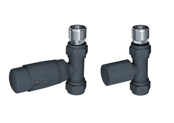 Straight Anthracite Radiator Valves